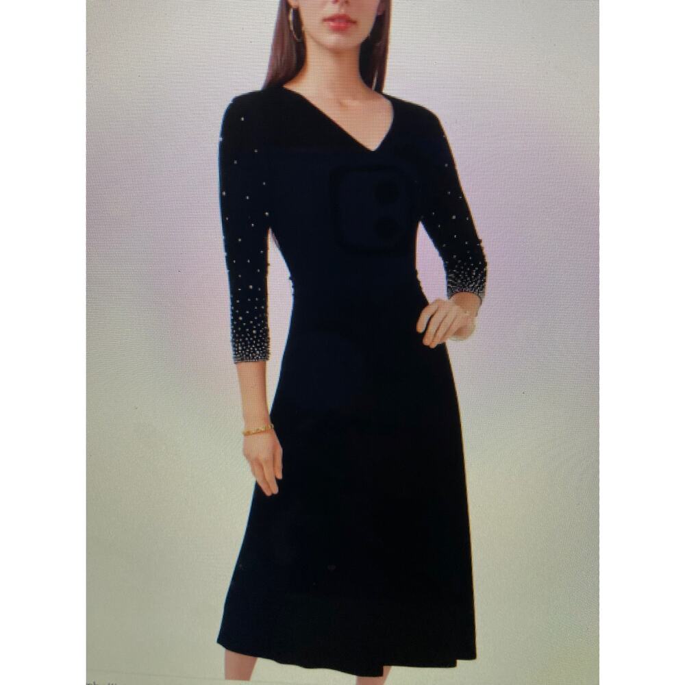 NWT Chaus embellished Tie waist midi dress black large